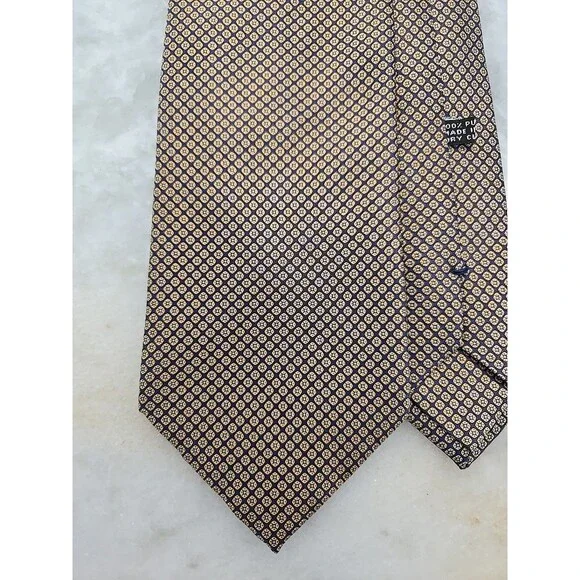 Stefano Ricci 3.5" Luxury Tie Gold Blue Silk Geometric Executive Handmade Italy